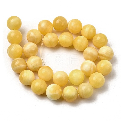 Natural Yellow Jade Beadd Strands G-A274-A01-10mm-01-1