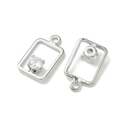 Brass Micro Pave Cubic Zirconia Rectangle Charms KK-Z136-04P-1