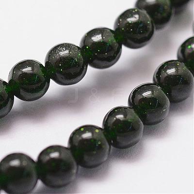 Synthetic Green Goldstone Beads Strands G-N0178-02-6mm-1