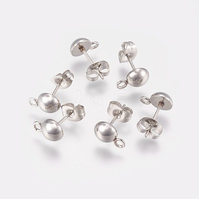 Non-Tarnish 201 Stainless Steel Stud Earring Findings STAS-F166-02P-1