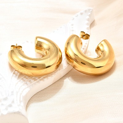 Ion Plating(IP) 316 Surgical Stainless Steel Stud Earrings for Women EJEW-C053-02G-1