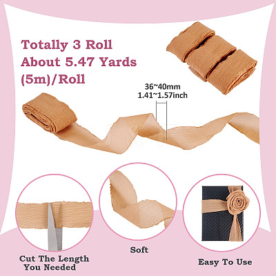3 Rolls Frayed Polyester Ribbon OCOR-TA0002-97E-1