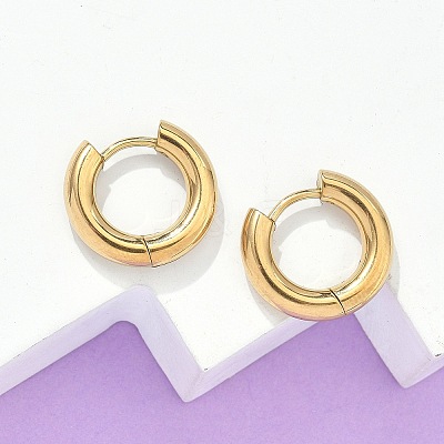 Ion Plating(IP) 304 Stainless Steel Huggie Hoop Earrings EJEW-F111-14mm-G-1