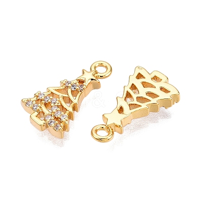 Christmas Theme Brass Micro Pave Clear Cubic Zirconia Pendants X1-KK-T073-19G-1