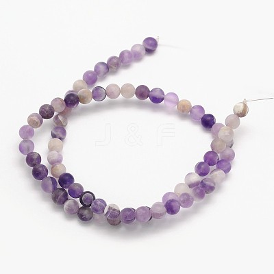 Frosted Round Natural Chevron Amethyst Beads Strands G-N0166-55-6mm-1