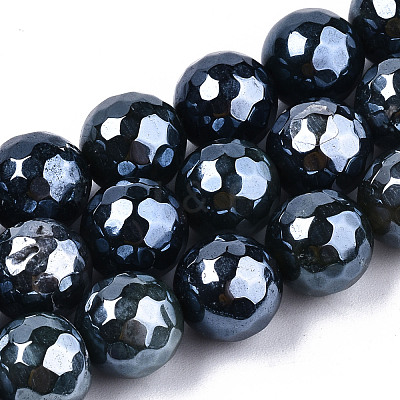 Electroplate Natural Agate Beads Strands G-T131-55-27-1