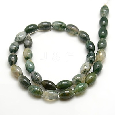 Natural Oval Moss Agate Beads Strands G-P063-01-1