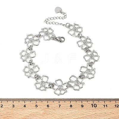 Hollow Hammered 304 Stainless Steel Link Chain Bracelets for Women BJEW-F539-01C-P-1