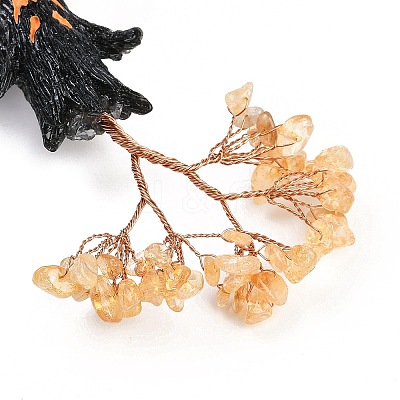 Halloween Theme Natural Yellow Quartz Chips Tree of Life Decorations DJEW-B013-02E-1