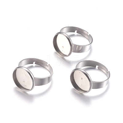 Tarnish Resistant 304 Stainless Steel Pad Ring Settings STAS-G173-19P-8mm-1