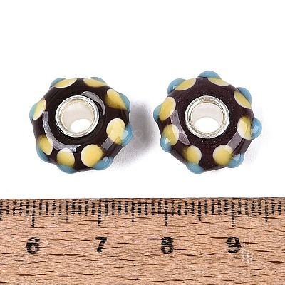 Handmade Lampwork & Brass Core European Beads LAMP-N044-13S-01-1