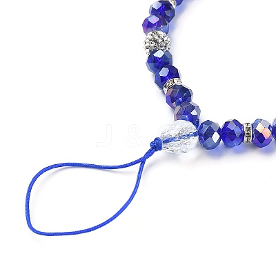 Rondelle Glass & Polymer Clay Rhinestone Beads Phone Hand Strap Chains HJEW-YW0001-05B-1
