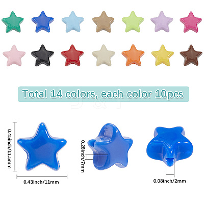 140Pcs 14 Colors Luminous Opaque Acrylic Beads SACR-SC0001-50-1