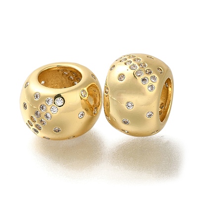 Brass Micro Pave Cubic Zirconia Beads KK-Z086-18G-1