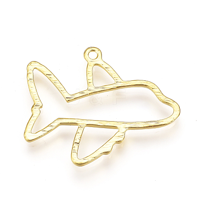 Rack Plating Alloy Open Back Bezel Airliner Pendants PALLOY-Q351-36G-FF-1
