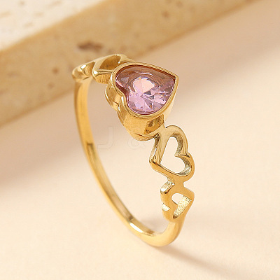 201 Stainless Steel Cubic Zirconia Finger Rings WG70560-03-1