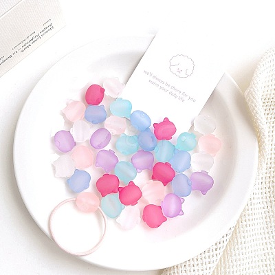 Rubberized Style Transparent Acrylic Beads OACR-L016-09-1