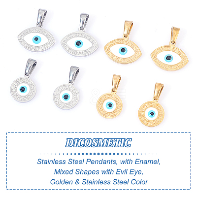 8Pcs 4 Style 304 Stainless Steel Pendants STAS-DC0010-02-1