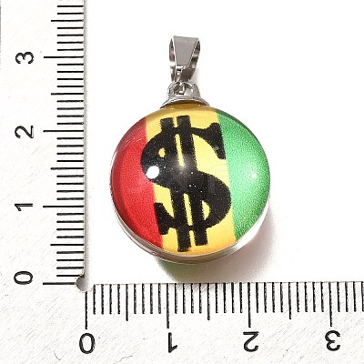 Flat Round 201 Stainless Steel Acrylic Pendants STAS-U036-01P-09-1