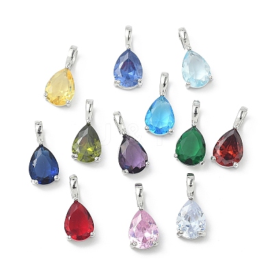 Brass Birthstone Pendants KK-D372-02P-1