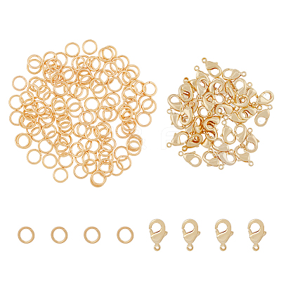 30Pcs Brass Lobster Claw Claps & 60Pcs Open Jump Rings KK-HY0002-77-1
