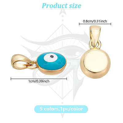 5Pcs 5 Colors Brass Enamel Charms KK-HY0004-03-1