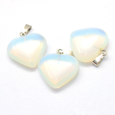 Heart Opalite Pendants G-Q438-06-1