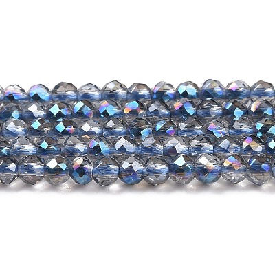 Transparent Electroplate Glass Beads Strands GLAA-H021-01B-HP01-1