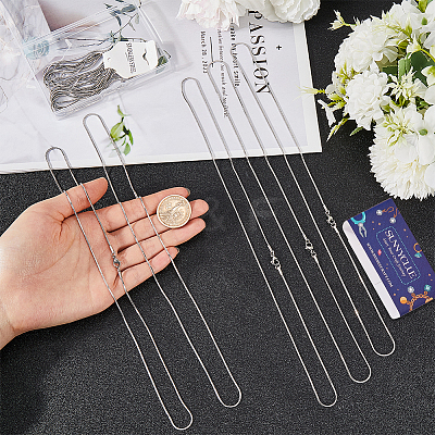 12Pcs 304 Stainless Steel Round Snake Chain Necklaces NJEW-SC0001-05-1