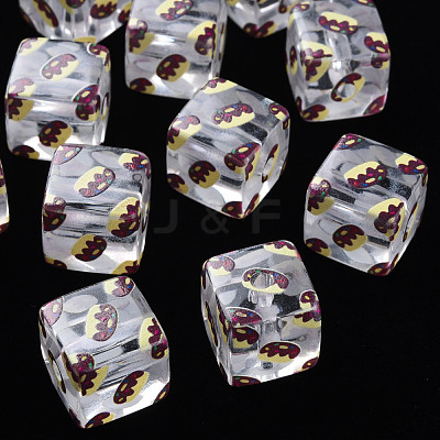 Transparent Printed Acrylic Beads MACR-S374-09A-01-1