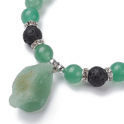 Natural Green Aventurine Beaded Stretch Bracelets BJEW-JB10070-02-1