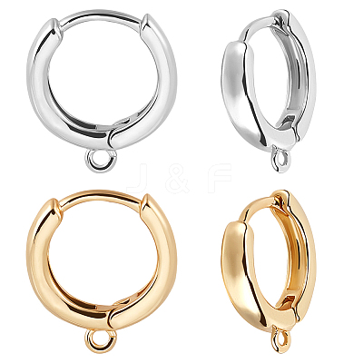 8 Pairs 2 Colors Brass Huggie Hoop Earring Finding KK-BBC0014-53-1