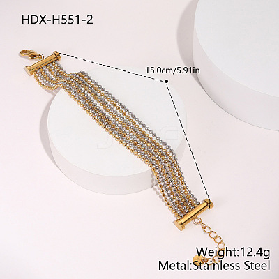 304 Stainless Steel Multi Strand Ball Chains Bracelets for Women FS-WGF1B10-02-1
