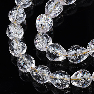 Transparent Crackle Glass Beads Strands GLAA-N051-04-1