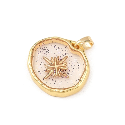 Transparent Epoxy Resin Brass Pendants LS-KK-B163-01G-03-1
