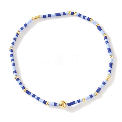 Bohemian Glass Seed Beads & Brass Stretch Bracelets for Women TI8364-5-1