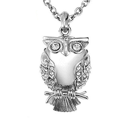 Stainless Steel Owl Pendant Urn Ashes Necklaces PW-WGD5347-01-1