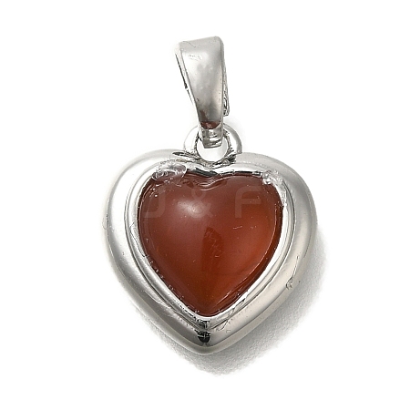 Natural Carnelian(Dyed & Heated) Heart Charms KK-K388-02P-1