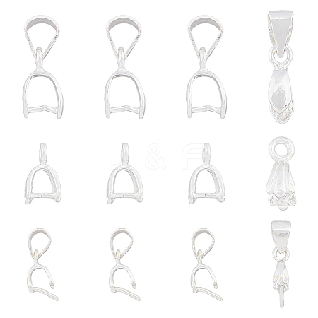 DICOSMETIC 12Pcs 3 Styles 925 Sterling Silver Pendant Bails STER-DC0001-12-1
