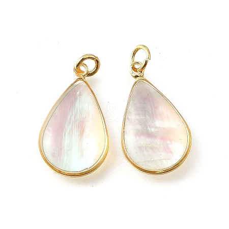 Natural White Shell & Epoxy Resin Pendants KK-E794-02G-01-1