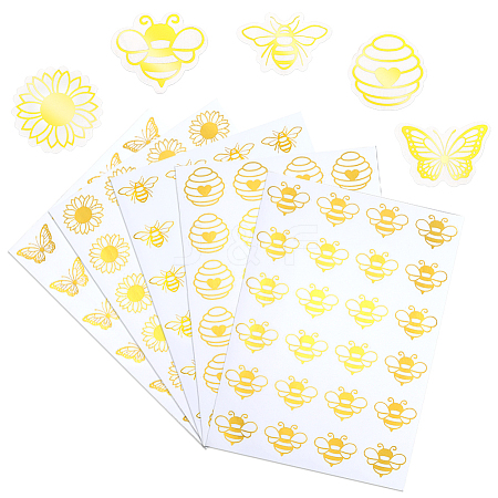 20 Sheets 5 Styles Gold Foil Self-adhesive Stickers DIY-CP0010-86-1