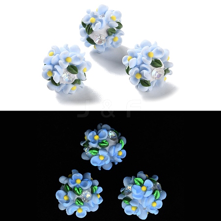 Luminous Polymer Clay Rhinestone Beads CLAY-U002-01C-1