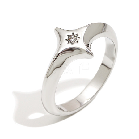 316L Surgical Stainless Steel with Clear Cubic Zirconia Finger Rings WGD89A7-05-1
