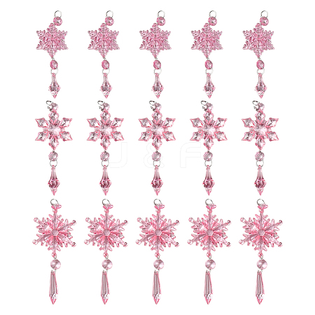 Acrylic Snowflake Pendant Decorations HJEW-SP0001-04B-1