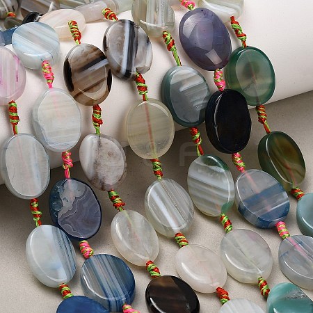 Natural Banded Agate Beads Strands G-A321-E03-01A-1
