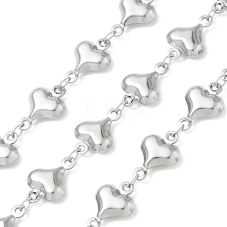 304 Stainless Steel Heart Link Chains CHS-N009-01B-P-1