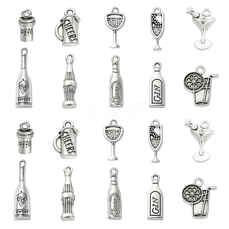 100Pcs 10 Styles Alloy Pendants TIBEP-CJ0002-43-1