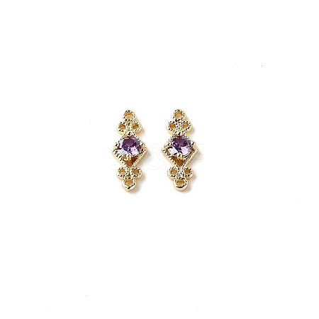 Brass Pave Cubic Zirconia Connector Charms PW-WG57330-01-1