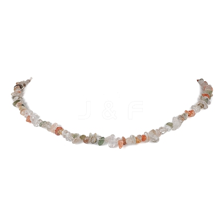 Natural Rutilated Quartz Chip Beaded Necklace NJEW-JN04615-10-1