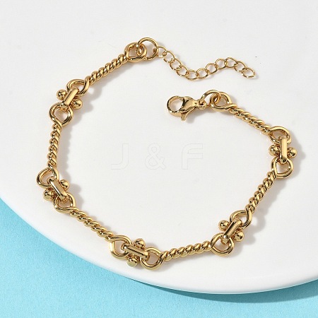 304 Stainless Steel Twited Rope Link Chain Bracelets for Women BJEW-A160-06G-1